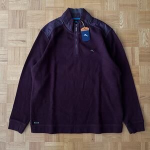 Tommy Bahama quarter zip burgundy sweater Large NWT